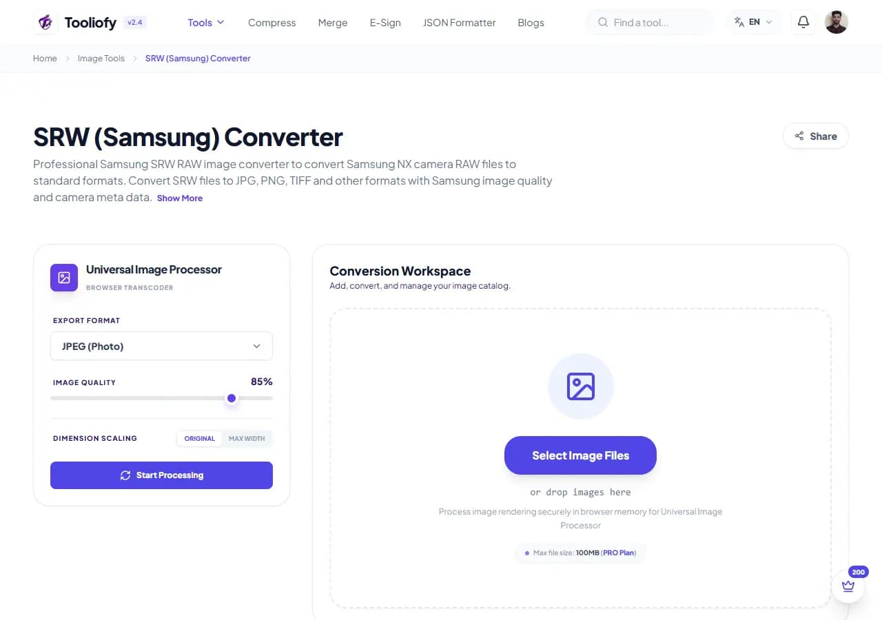 SRW (Samsung) Converter - Select File