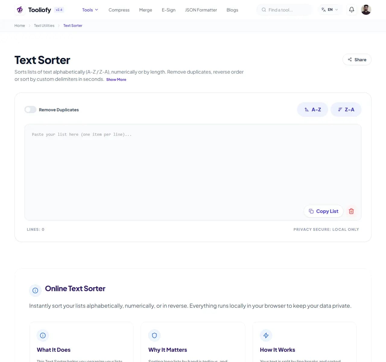Text Sorter - Select File