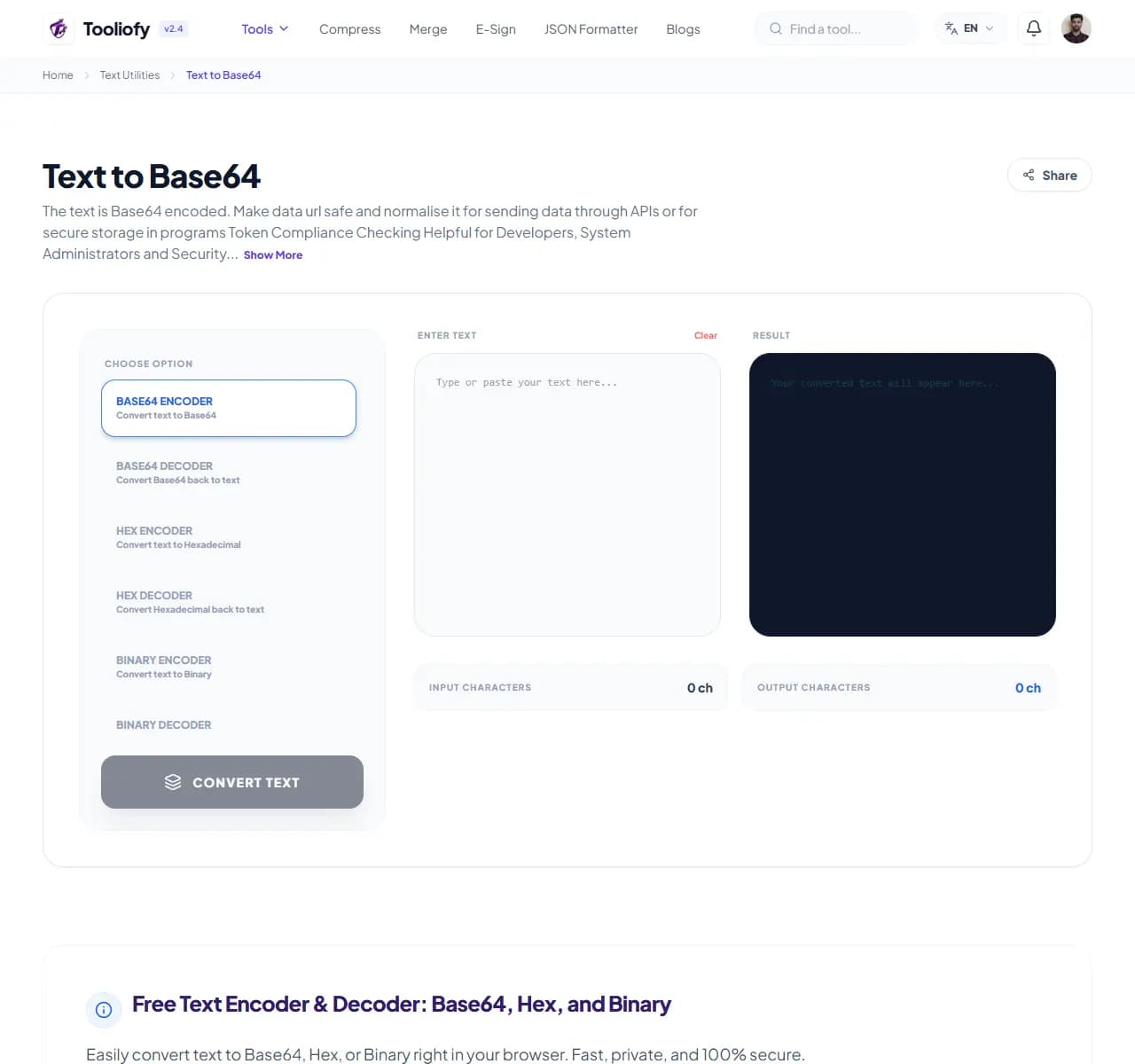 Text to Base64 - Select File