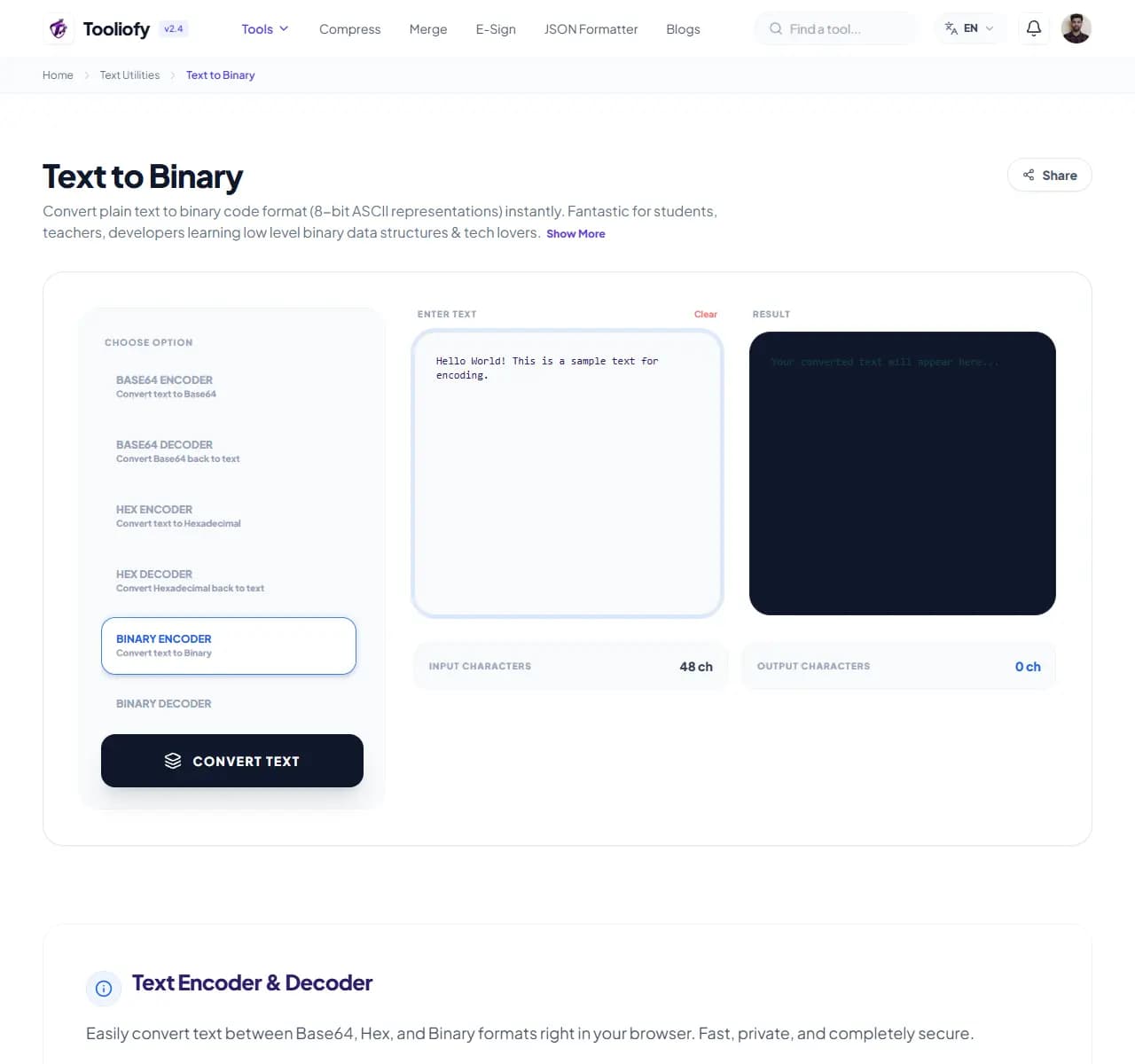 Text to Binary - Processing