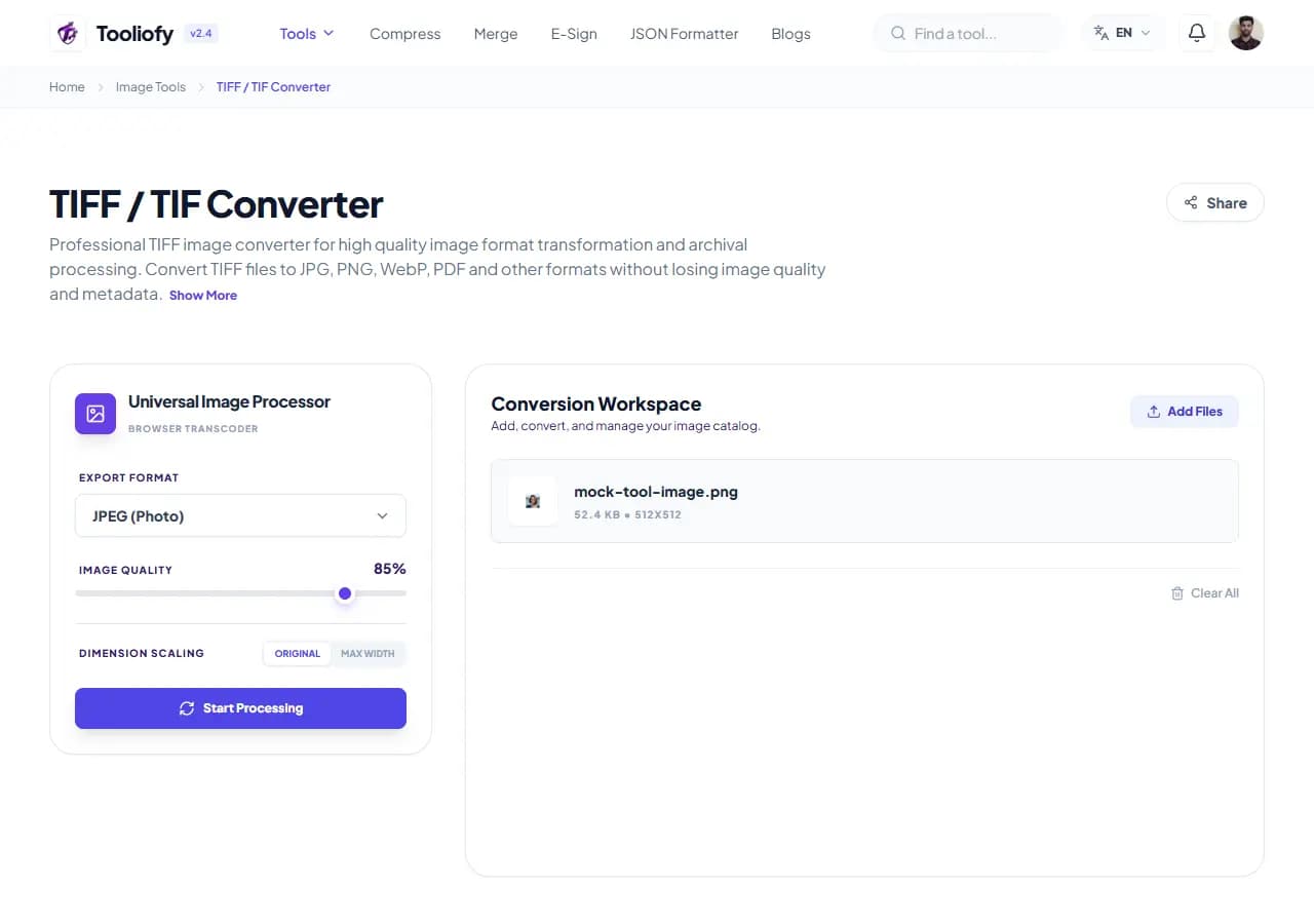 TIFF / TIF Converter - Processing