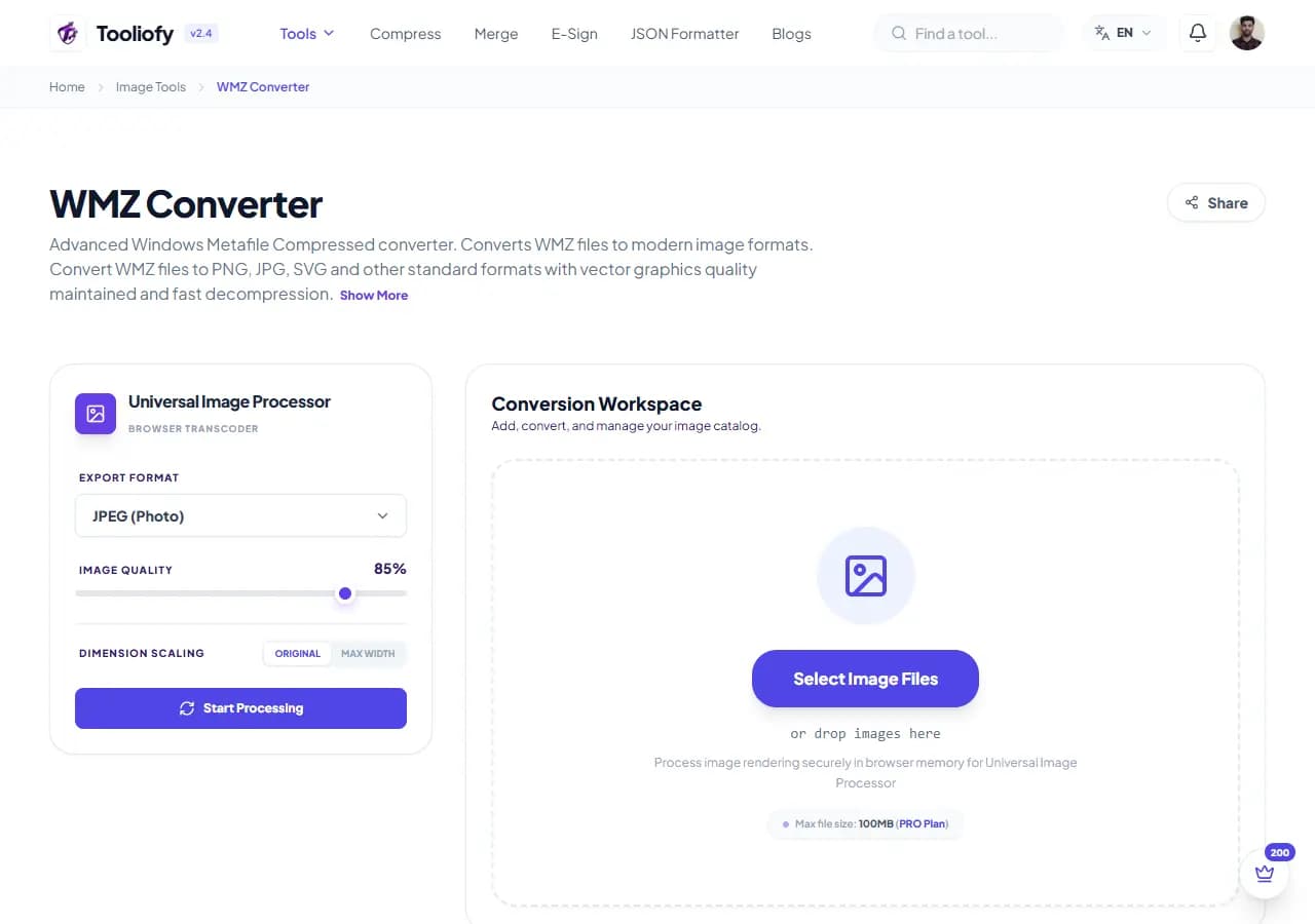 WMZ Converter - Select File