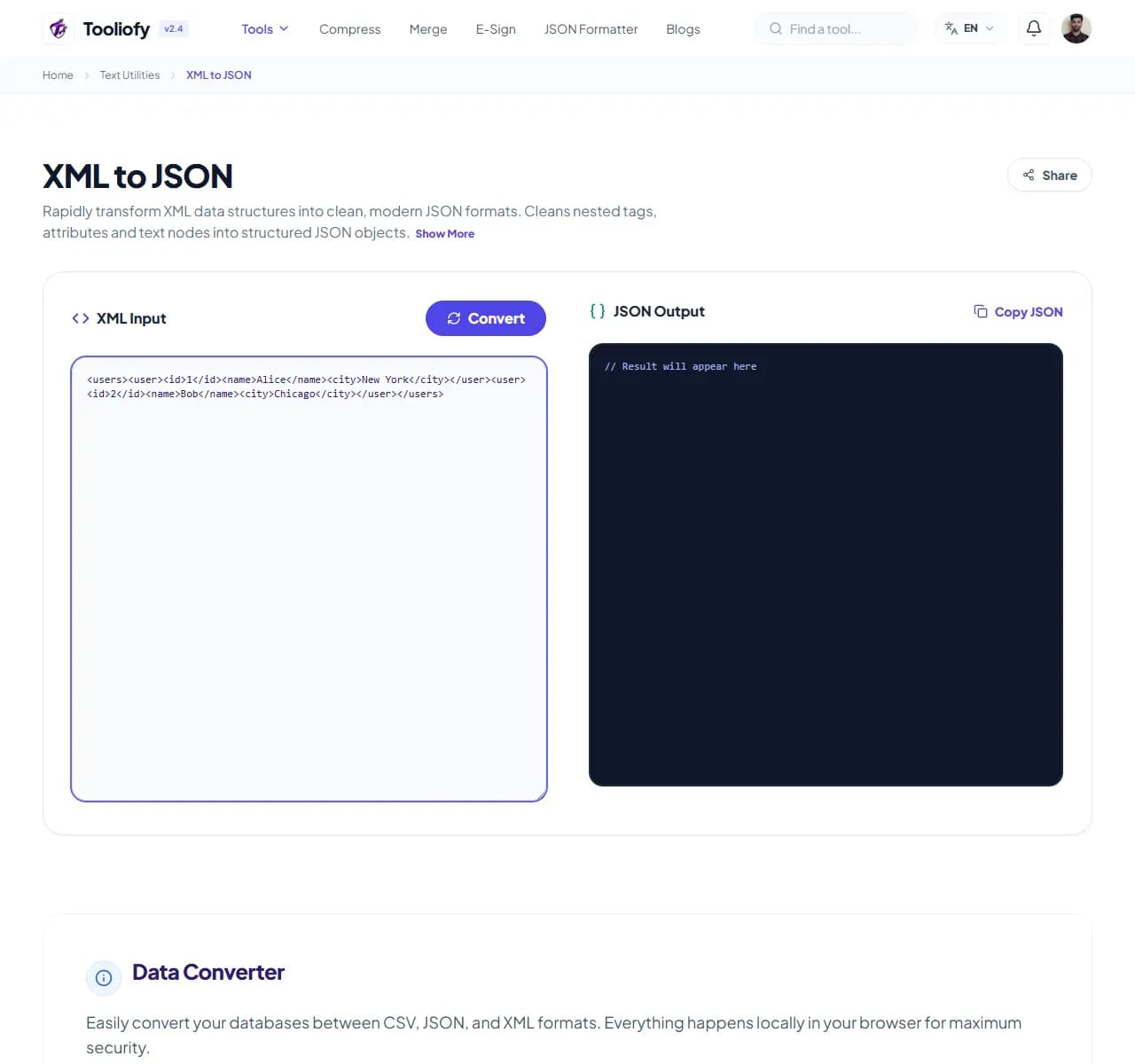 XML to JSON - Processing