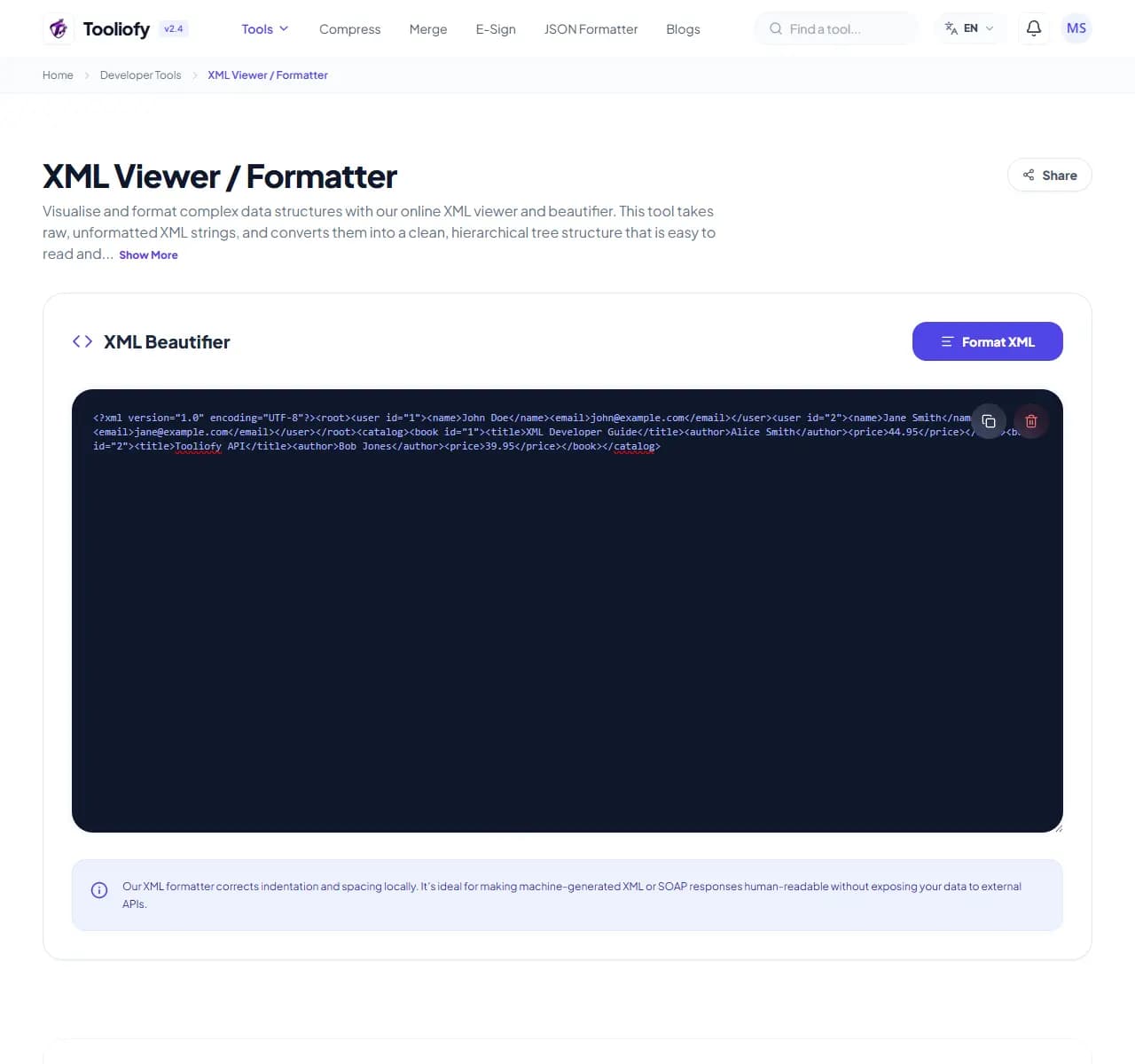 XML Viewer / Formatter - Processing