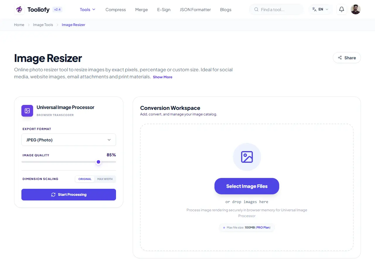 Image Resizer preview