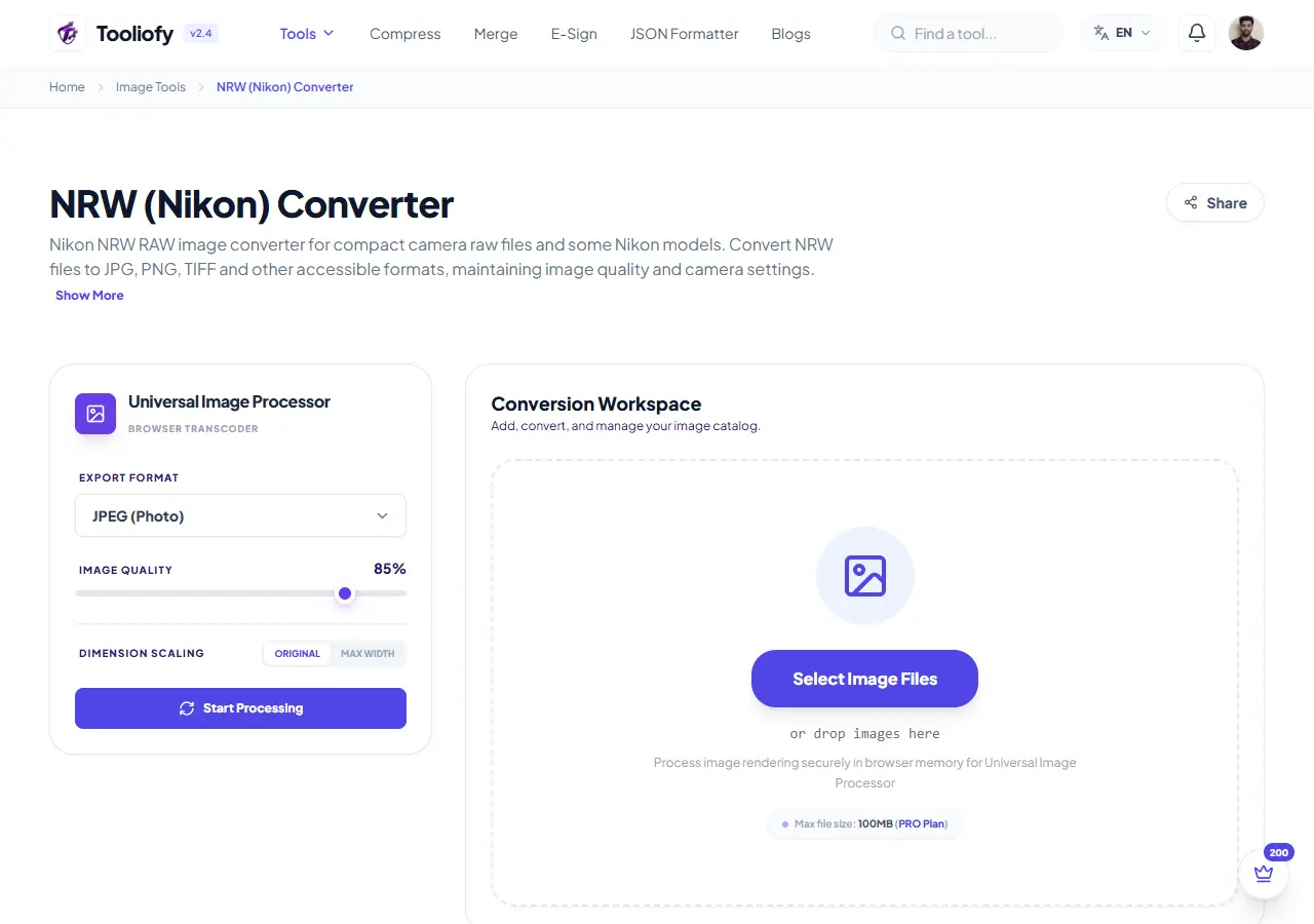 NRW (Nikon) Converter preview