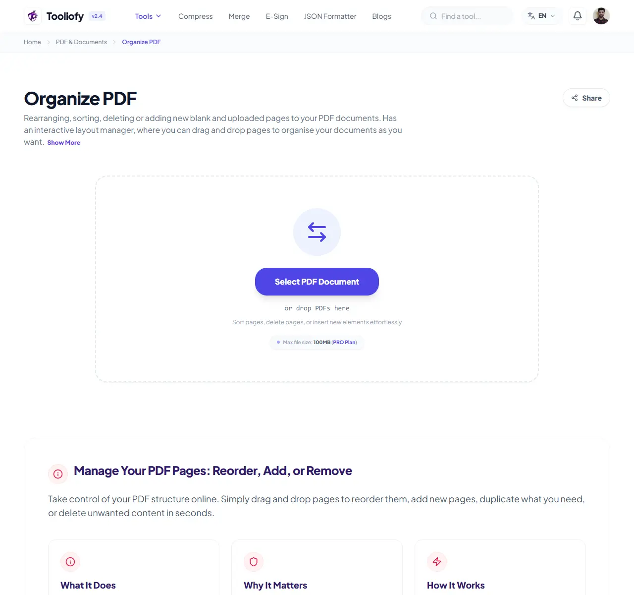 Organize PDF preview