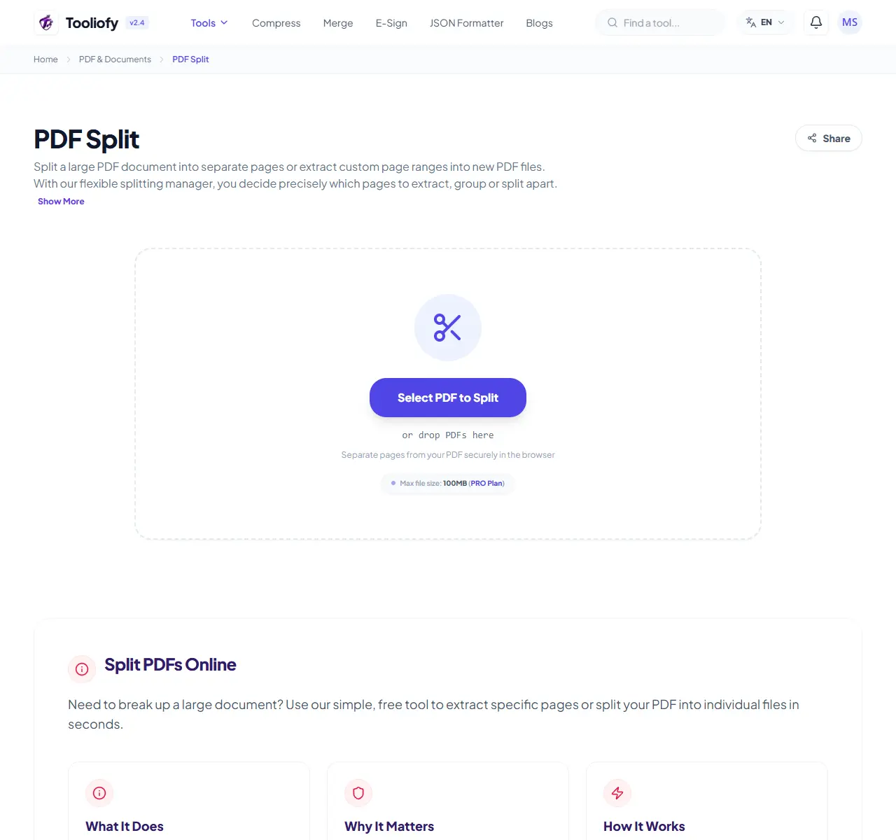 PDF Split preview